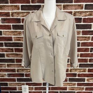 Dress Barn Beige Button-Up Blouse